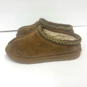 UGG Tasman Slippers Kids 2 Tan Chestnut Suede Slip On Sheepskin Casual Unisex